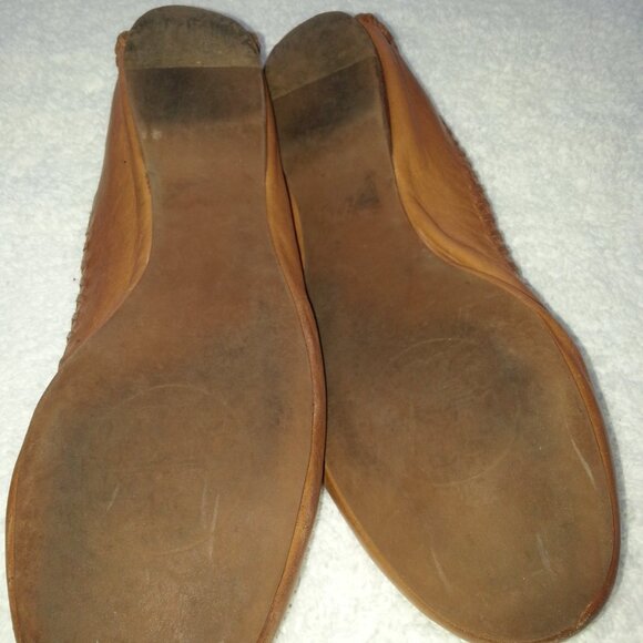 Brown Leather Tory Burch Ballet Flats Well Worn - Picture 6 of 9